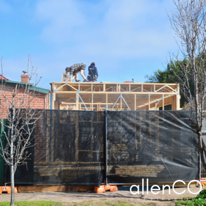 Construction of a timber frame for a house extension