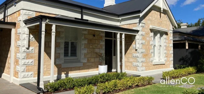 A renovated stone fronted home.